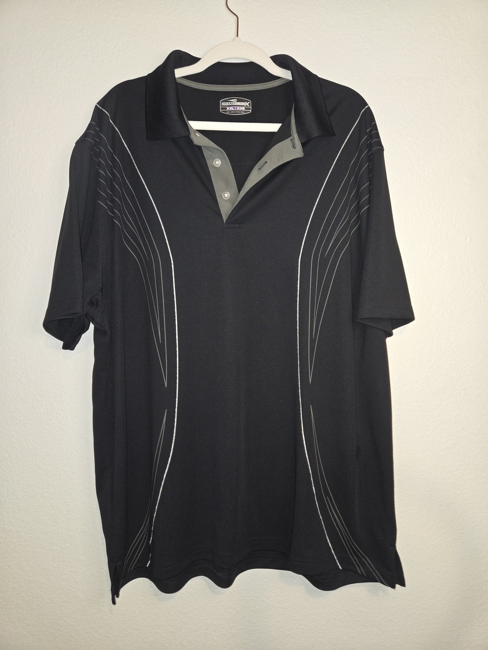Grand Slam Men's Polo Shirt XXL Black Gray  Short Sleeve Big & Tall Big & Tall